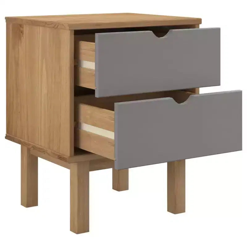 vidaXL Bedside Cabinet Rustic Brown Solid Pinewood 17.7 x 15.4 x 22.4 in