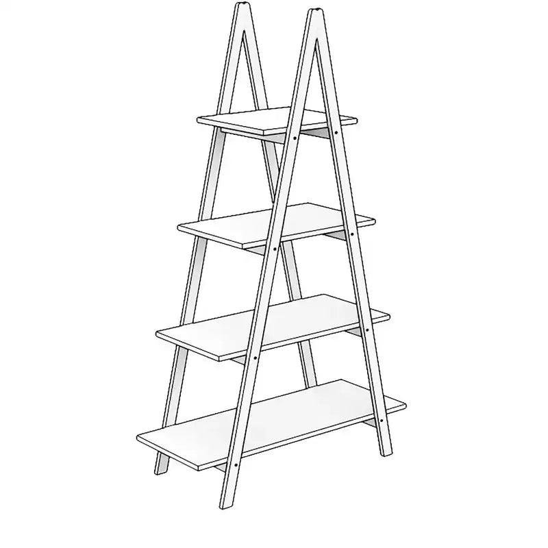 JVNOXK 4 open shelving units in different sizes, solid bamboo wood Oxford-style A-frame display bookshelves, suitable for the living room