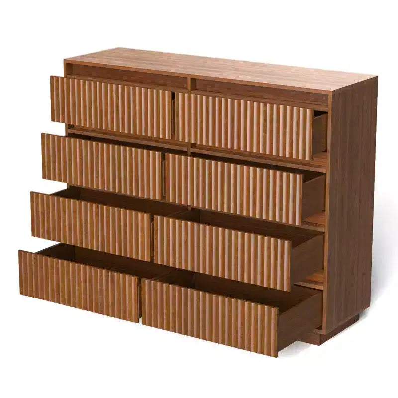 KOLIGEY 8-Drawer Dresser 52W Double Dresser With Waveform Fluted Panel
