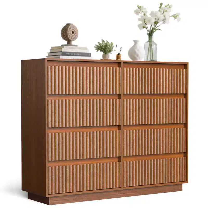 KOLIGEY 8-Drawer Dresser 52W Double Dresser With Waveform Fluted Panel