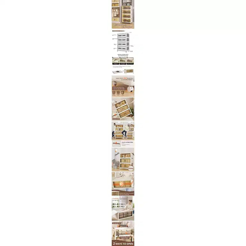AEELLEEA Stackable Foldable Lidded Storage Bins with Doors & Wheels - Foldable Storage Cabinet for Home, Dorm & Office