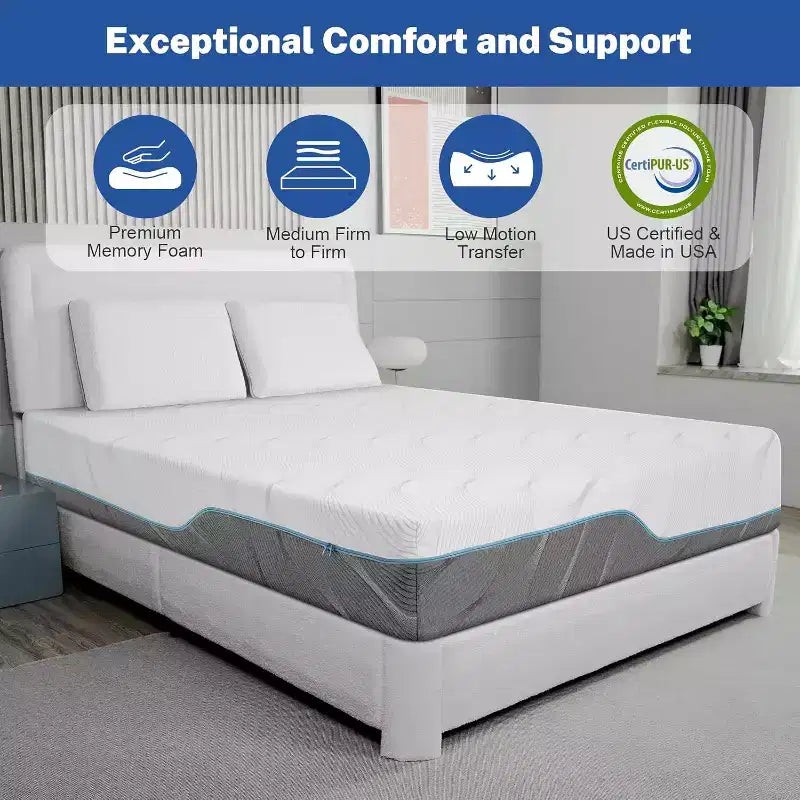 Dyonery Dual-Sided Memory Foam Mattress, Medium & Extra Firm Support for Back Pain Relief, CertiPUR-US Certified