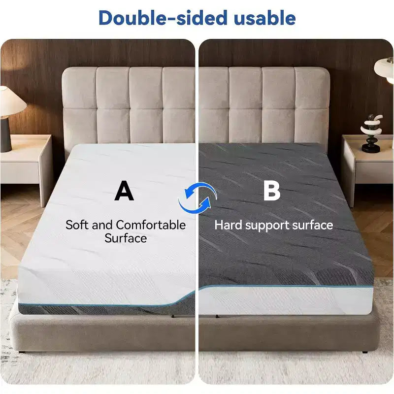 Dyonery Dual-Sided Memory Foam Mattress, Medium & Extra Firm Support for Back Pain Relief, CertiPUR-US Certified