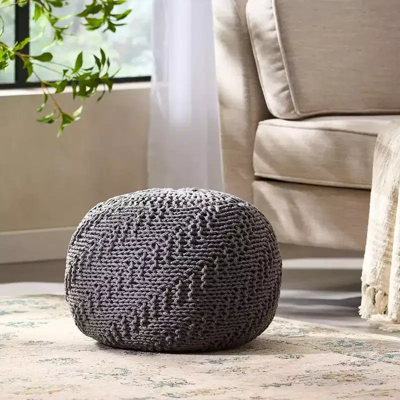 Okak Bean Bag Chair Woven Bean Bag Chair Comfy Floor Chair with Memory Foam Filler, Sofa Chair for Living Room, Bedroom