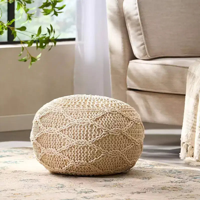 Okak Bean Bag Chair Woven Bean Bag Chair Comfy Floor Chair with Memory Foam Filler, Sofa Chair for Living Room, Bedroom