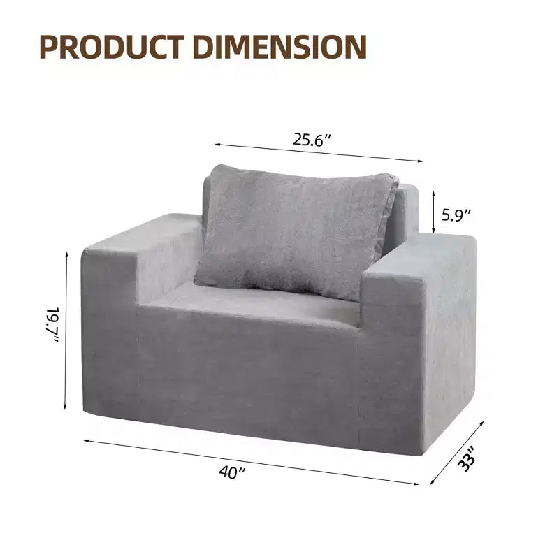 Okak Bean Bag Chair, Large Lazy Sofa Chair Bean Bag Sofa with High-Density Foam and Pillow for Adults, Modern Lounge Chair for Living Room