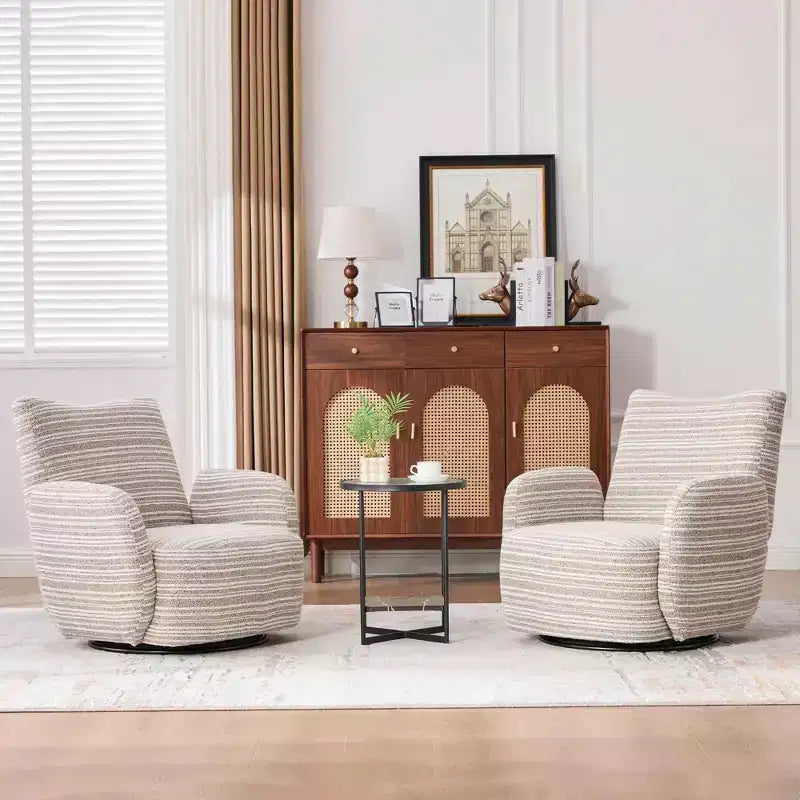 MAYEERTY 360 Swivel Barrel Chair, Fluffy Velvet, Living Room Office, Multi-Color
