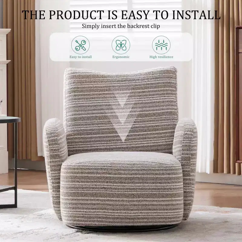 MAYEERTY 360 Swivel Barrel Chair, Fluffy Velvet, Living Room Office, Multi-Color
