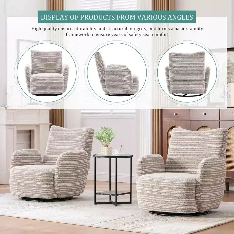 MAYEERTY 360 Swivel Barrel Chair, Fluffy Velvet, Living Room Office, Multi-Color