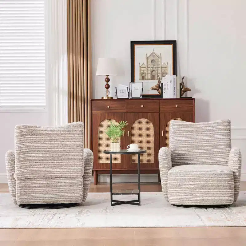 MAYEERTY 360 Swivel Barrel Chair, Fluffy Velvet, Living Room Office, Multi-Color