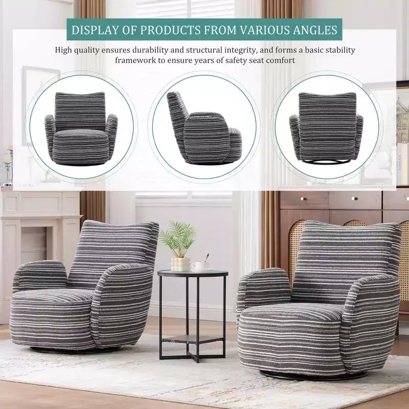 MAYEERTY 360 Swivel Barrel Chair, Fluffy Velvet, Living Room Office, Multi-Color
