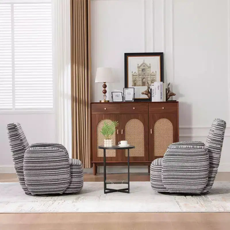 MAYEERTY 360 Swivel Barrel Chair, Fluffy Velvet, Living Room Office, Multi-Color