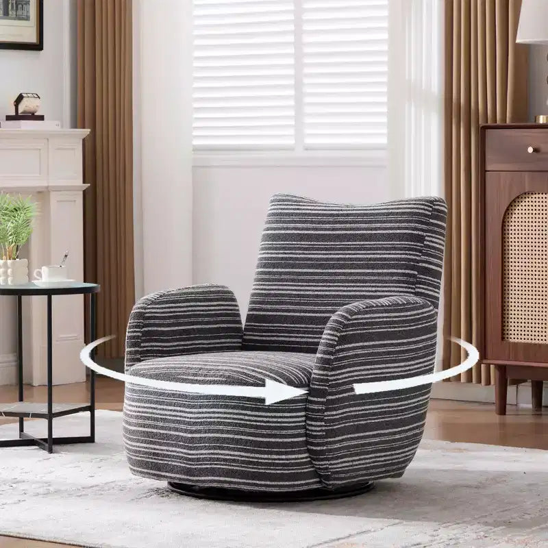 MAYEERTY 360 Swivel Barrel Chair, Fluffy Velvet, Living Room Office, Multi-Color