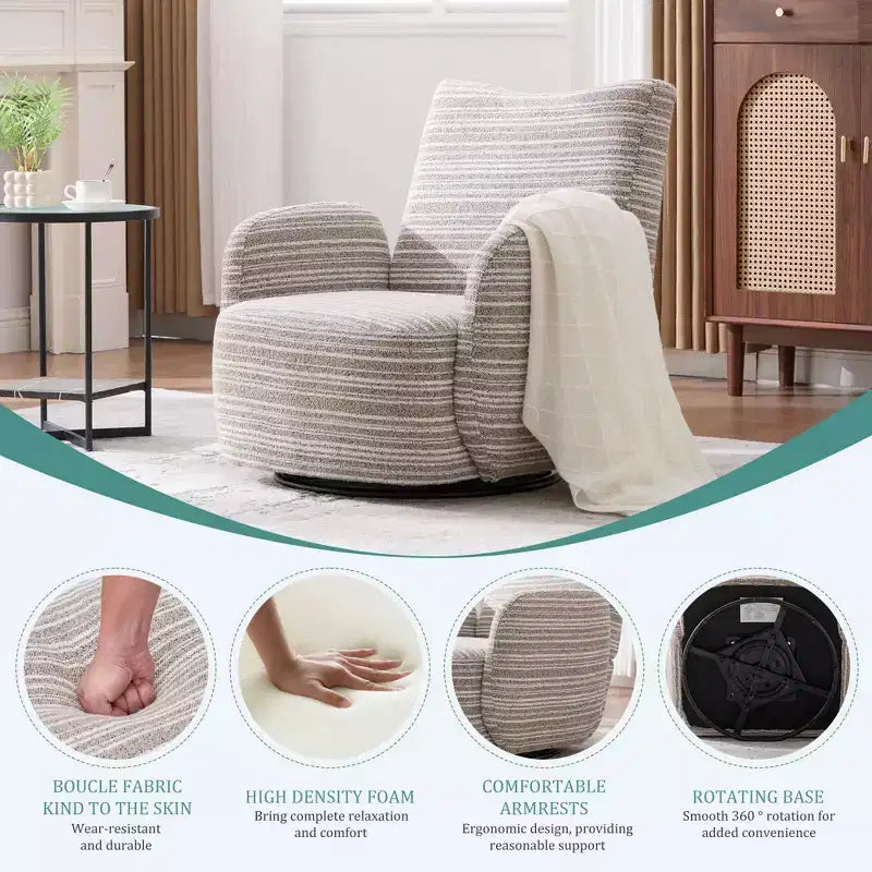 MAYEERTY 360 Swivel Barrel Chair, Fluffy Velvet, Living Room Office, Multi-Color