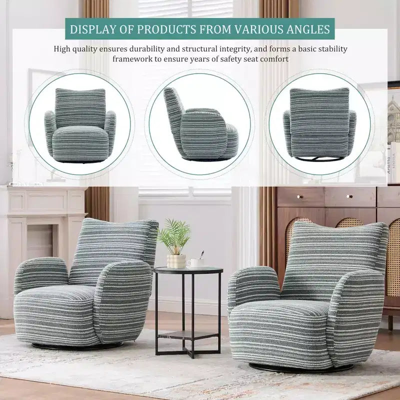 MAYEERTY 360 Swivel Barrel Chair, Fluffy Velvet, Living Room Office, Multi-Color