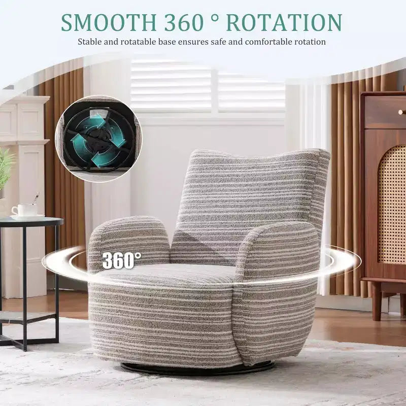 MAYEERTY 360 Swivel Barrel Chair, Fluffy Velvet, Living Room Office, Multi-Color