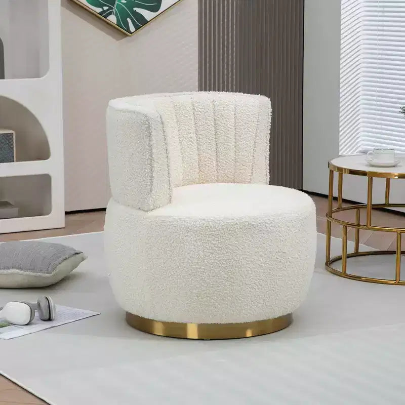 MAYEERTY 360 Swivel Barrel Chair, Fluffy Velvet, Living Room Office, Multi-Color