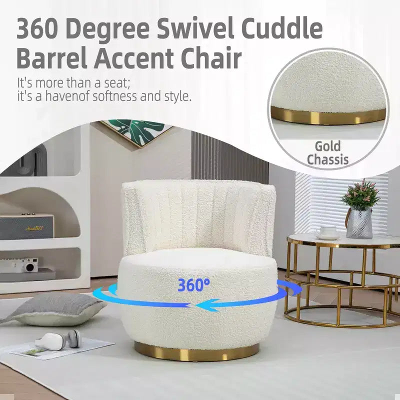 MAYEERTY 360 Swivel Barrel Chair, Fluffy Velvet, Living Room Office, Multi-Color