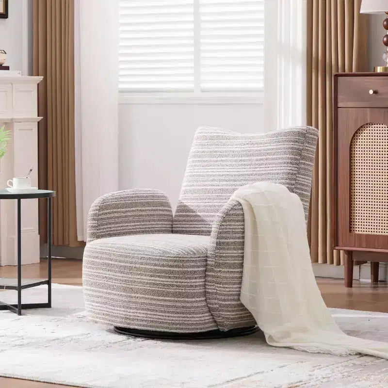 MAYEERTY 360 Swivel Barrel Chair, Fluffy Velvet, Living Room Office, Multi-Color