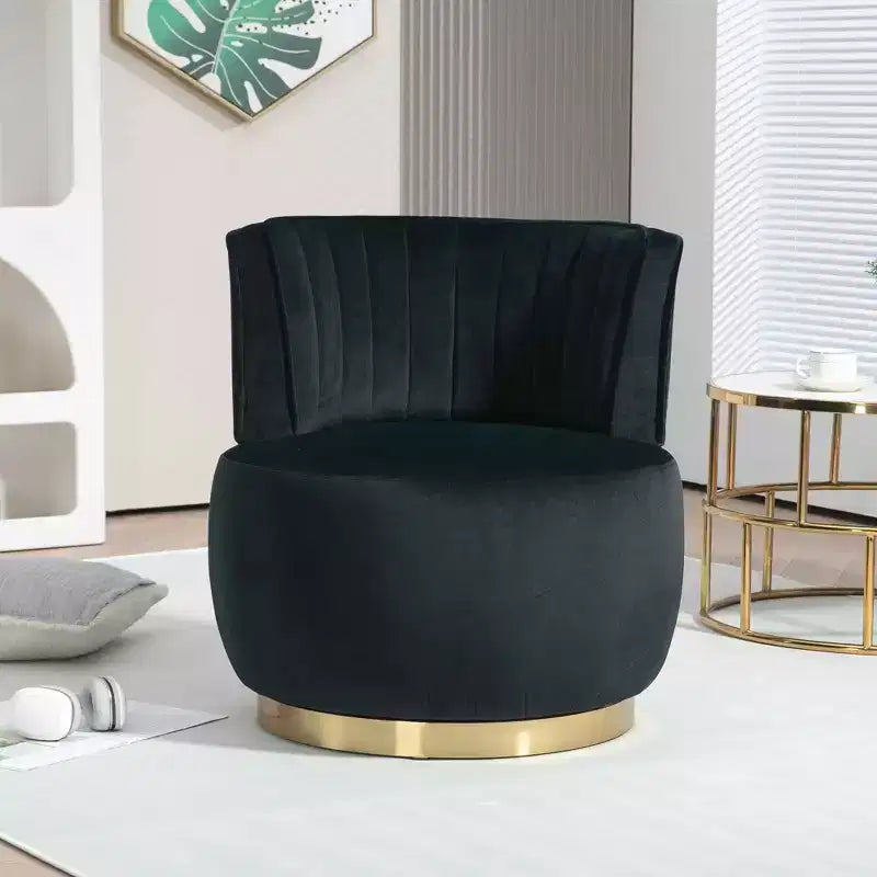 MAYEERTY 360 Swivel Barrel Chair, Fluffy Velvet, Living Room Office, Multi-Color