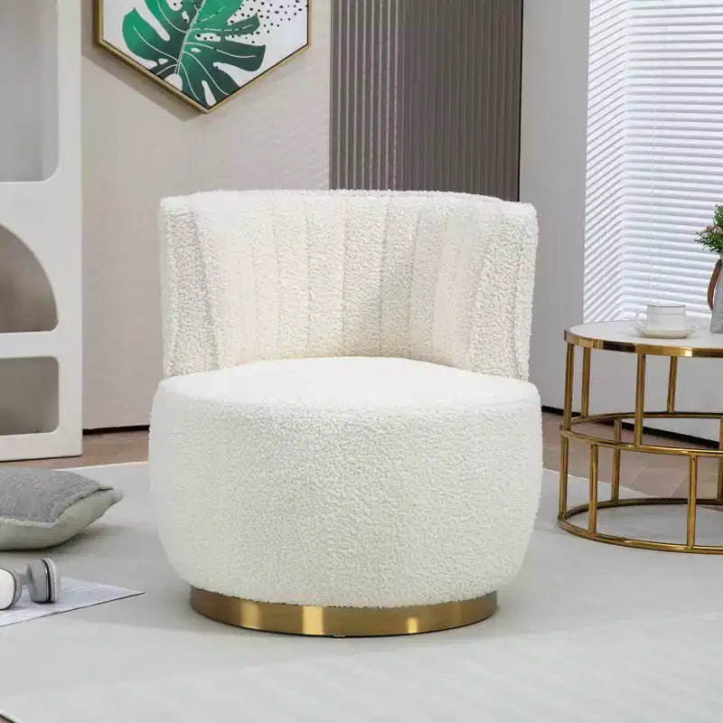 MAYEERTY 360 Swivel Barrel Chair, Fluffy Velvet, Living Room Office, Multi-Color