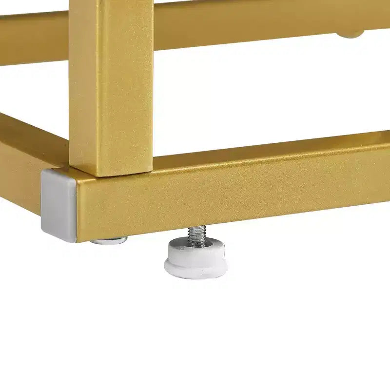 MAYEERTY 4 Tier Round Bookshelf, MDF Board Gold Metal Frame, Home Office, White
