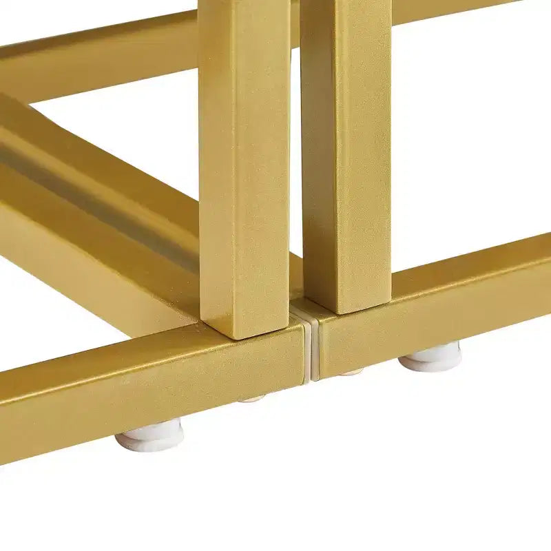 MAYEERTY 4 Tier Round Bookshelf, MDF Board Gold Metal Frame, Home Office, White