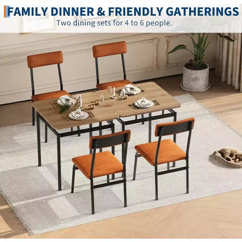 3-Piece Dining Set with 2 Padded Chairs,Tone Finish Table and Chair Set for Home and Apartment, Space Saving Design with Easy to Clean Surface, Brown