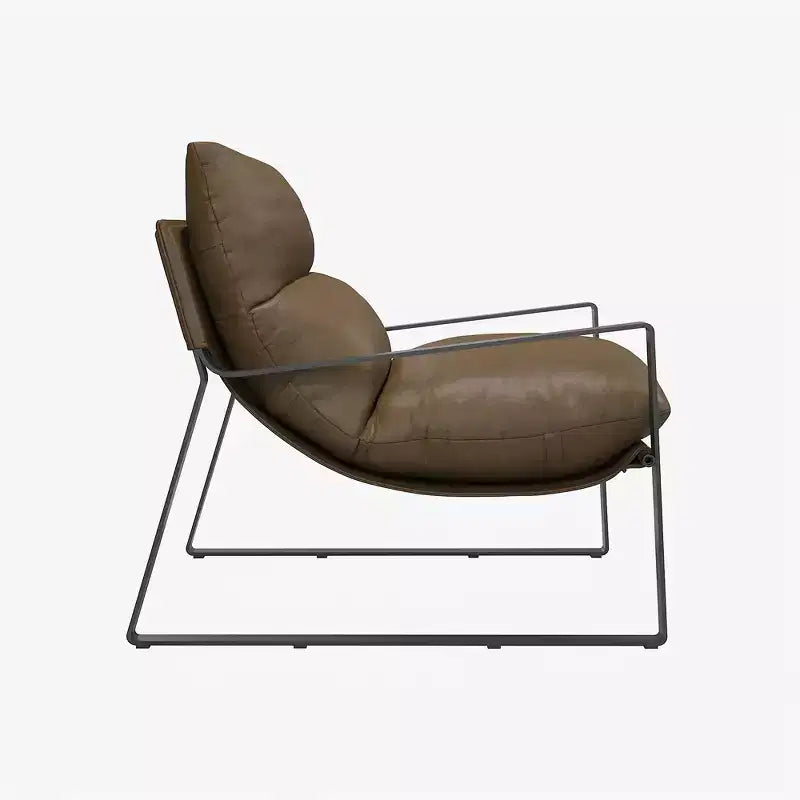 GDFStudio Marlow Faux Leather Upholstered Sling Accent Chair with Metal Frame