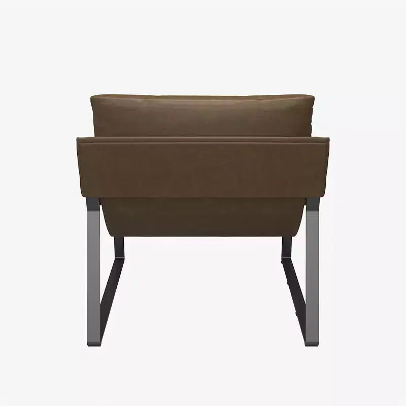GDFStudio Marlow Faux Leather Upholstered Sling Accent Chair with Metal Frame