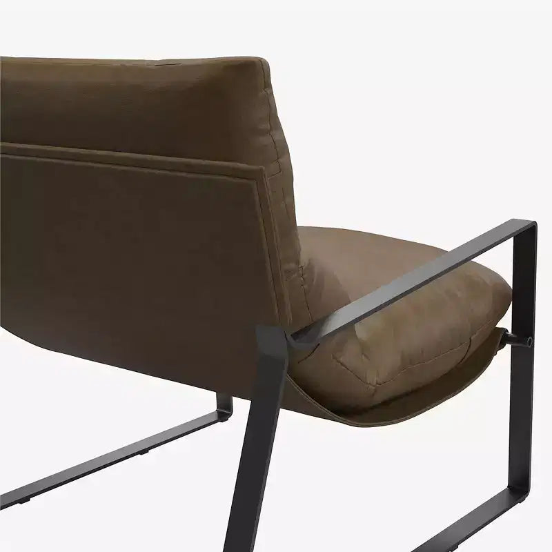 GDFStudio Marlow Faux Leather Upholstered Sling Accent Chair with Metal Frame