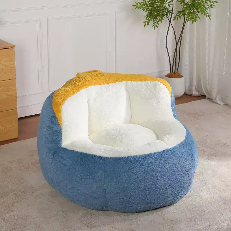 Whisen Oversized Bean Bag Chairs, Multicolor Faux Fur Couch, Large Lounger Sofa Filled with Shredded Sponge, No Assembly Required