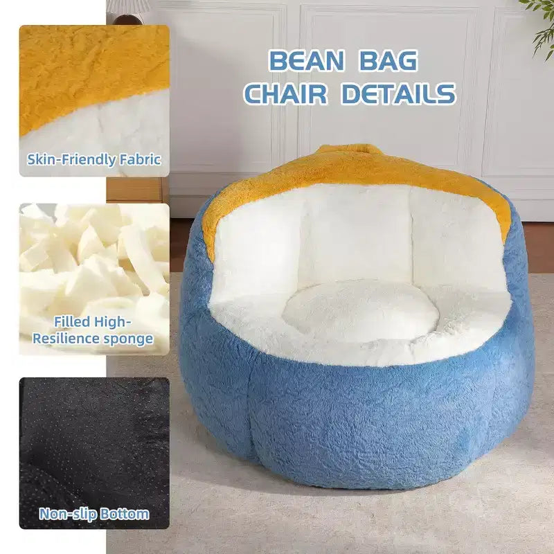 Whisen Oversized Bean Bag Chairs, Multicolor Faux Fur Couch, Large Lounger Sofa Filled with Shredded Sponge, No Assembly Required