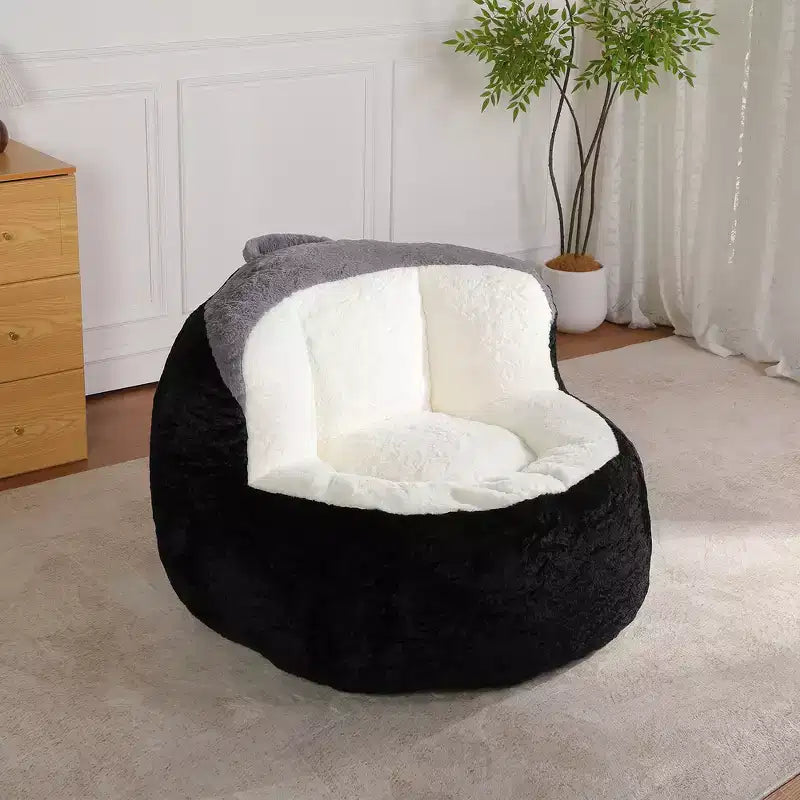 Whisen Oversized Bean Bag Chairs, Multicolor Faux Fur Couch, Large Lounger Sofa Filled with Shredded Sponge, No Assembly Required