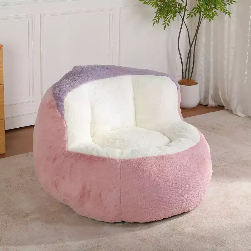 Whisen Oversized Bean Bag Chairs, Multicolor Faux Fur Couch, Large Lounger Sofa Filled with Shredded Sponge, No Assembly Required