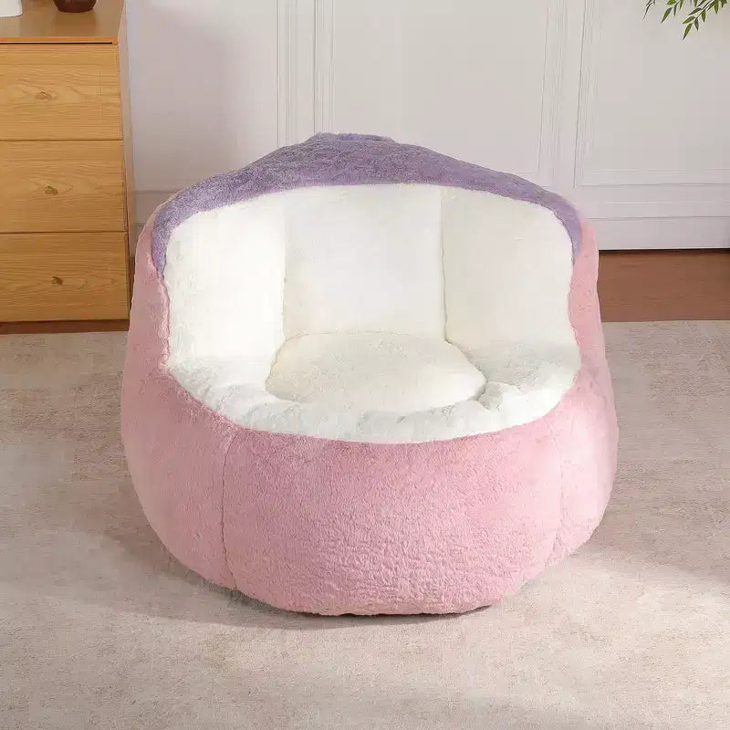 Whisen Oversized Bean Bag Chairs, Multicolor Faux Fur Couch, Large Lounger Sofa Filled with Shredded Sponge, No Assembly Required