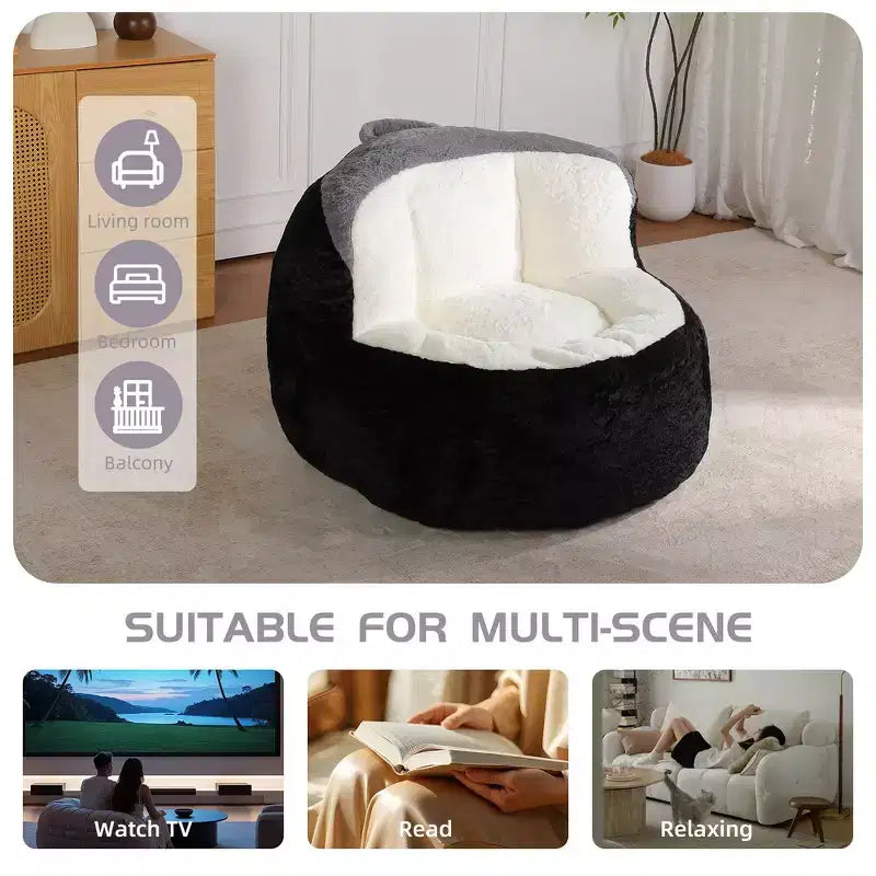 Whisen Oversized Bean Bag Chairs, Multicolor Faux Fur Couch, Large Lounger Sofa Filled with Shredded Sponge, No Assembly Required