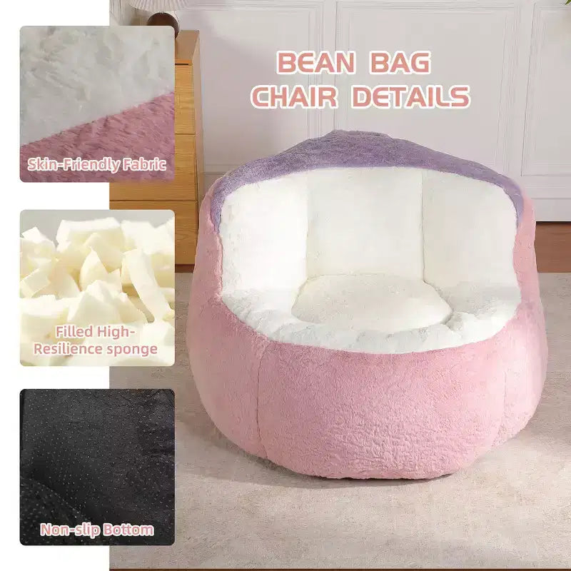 Whisen Oversized Bean Bag Chairs, Multicolor Faux Fur Couch, Large Lounger Sofa Filled with Shredded Sponge, No Assembly Required