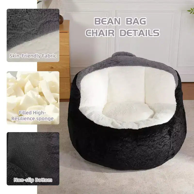 Whisen Oversized Bean Bag Chairs, Multicolor Faux Fur Couch, Large Lounger Sofa Filled with Shredded Sponge, No Assembly Required