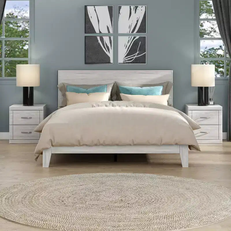 Galano Modern 2-Drawer Nightstand Set of 2 18.9 W  16.3 D  20.3 H