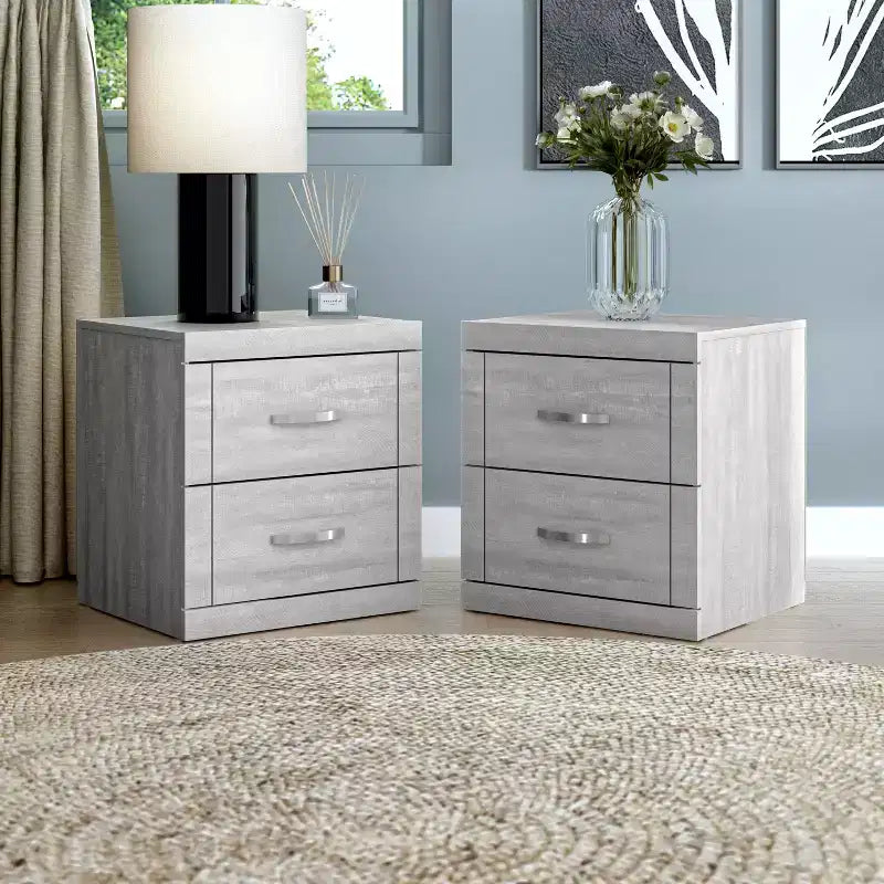 Galano Modern 2-Drawer Nightstand Set of 2 18.9 W  16.3 D  20.3 H