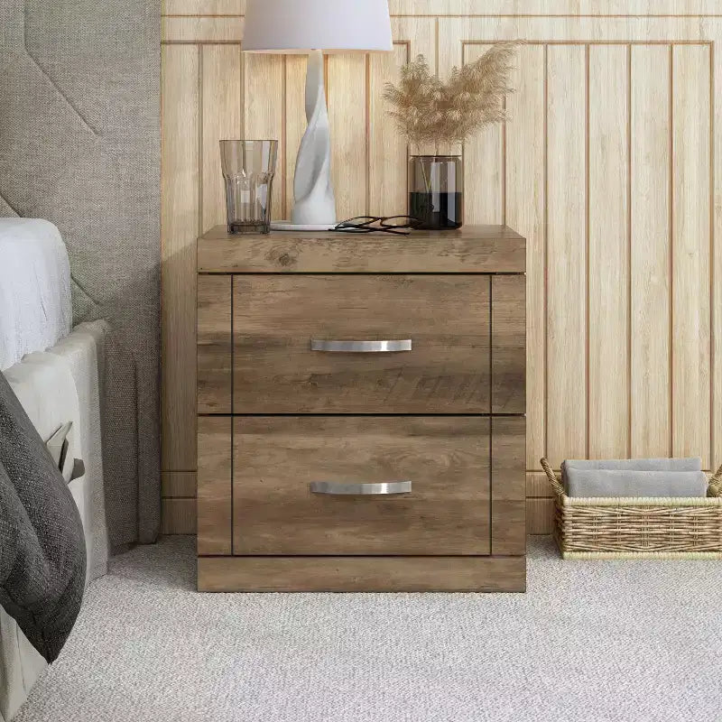 Galano Modern 2-Drawer Nightstand Set of 2 18.9 W  16.3 D  20.3 H