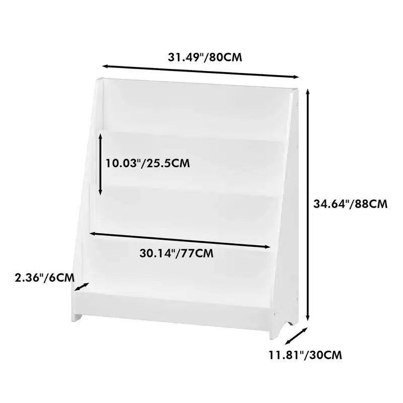 MAYEERTY 4 Tier Kid Bookshelf, Toddler Book Display Shelves, Helps Keep Bedroom Playrooms White