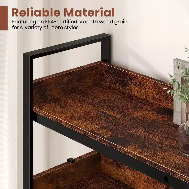 65 5-Tier L-Shaped Corner Bookshelf, 10 Open Shelf Industrial Storage Unit for Living Room, Home Office