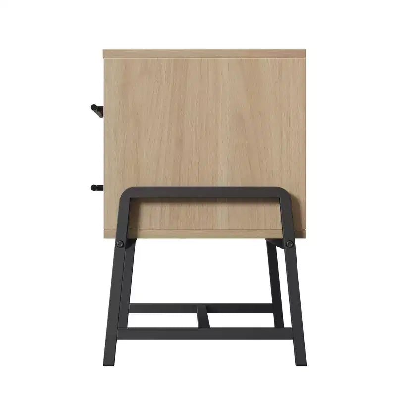 Bedside Tables Nightstand w/2 Drawers & Open Shelf, Modern Side Table w/Metal Legs, Compact Storage Cabinet for Small Space Apartment