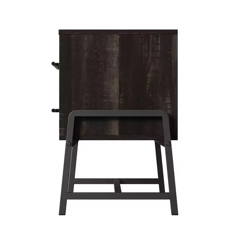 Bedside Tables Nightstand w/2 Drawers & Open Shelf, Modern Side Table w/Metal Legs, Compact Storage Cabinet for Small Space Apartment