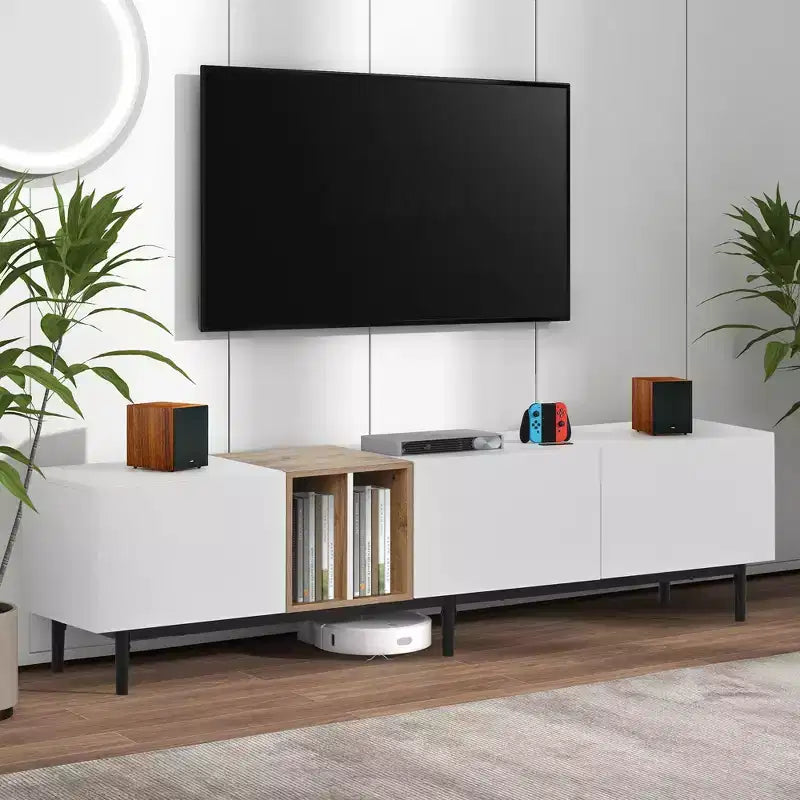 Clihome Modern TV Stand for 80'' TV with 3 Doors, Media Console Table, Entertainment Center with Large Storage Cabinet for Living Room