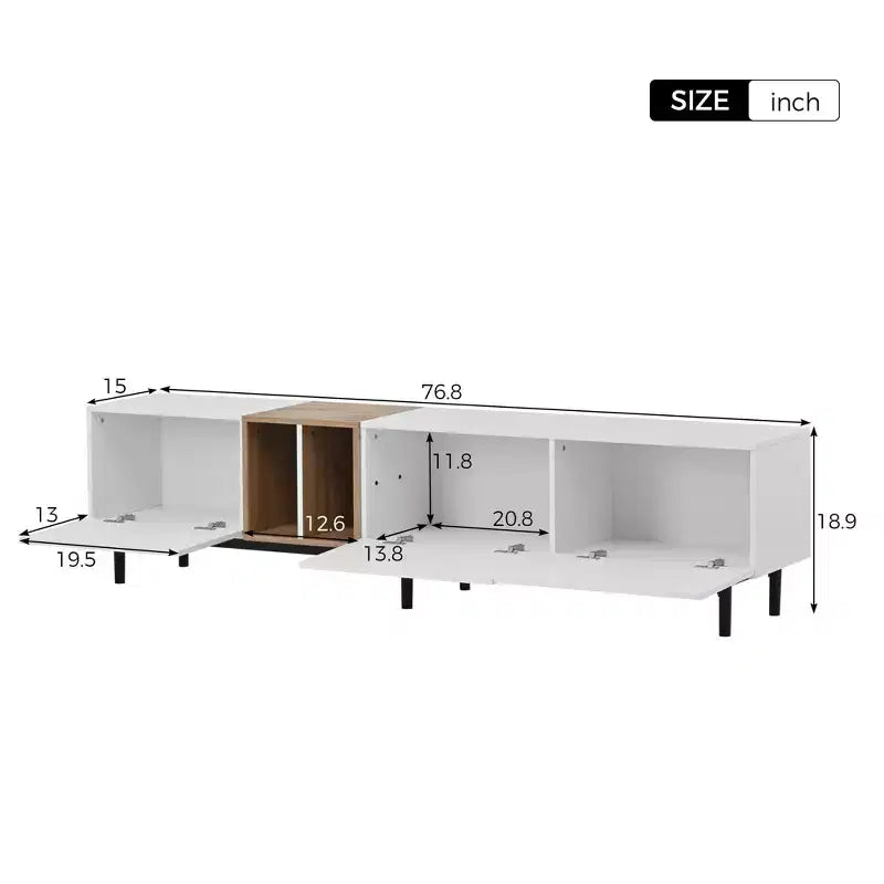 Clihome Modern TV Stand for 80'' TV with 3 Doors, Media Console Table, Entertainment Center with Large Storage Cabinet for Living Room