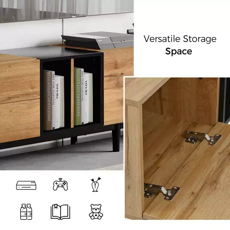 Clihome Modern TV Stand for 80'' TV with 3 Doors, Media Console Table, Entertainment Center with Large Storage Cabinet for Living Room