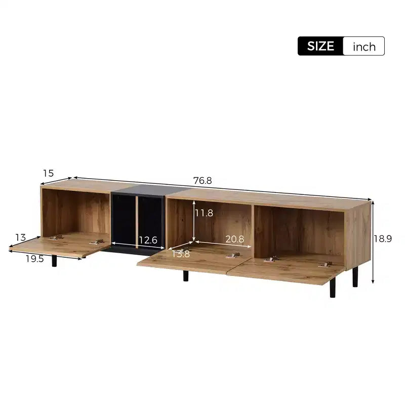Clihome Modern TV Stand for 80'' TV with 3 Doors, Media Console Table, Entertainment Center with Large Storage Cabinet for Living Room